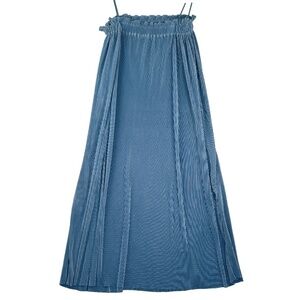 Zara Spaghetti Strap Pleated Blue Dress Size Large
